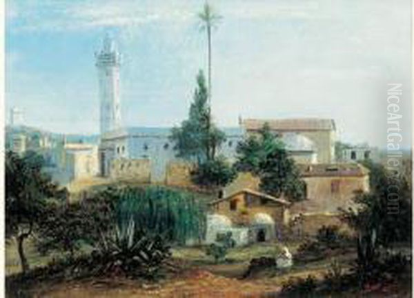 Vue De La Mosquee De Colea. Oil Painting by Emmanuel Joseph Lauret