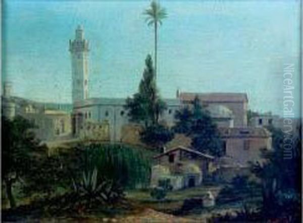 Village Oriental Oil Painting by Emmanuel Joseph Lauret