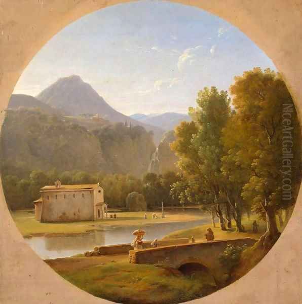 Italian Landscape 2 Oil Painting by Pierre-Athanase Chauvin