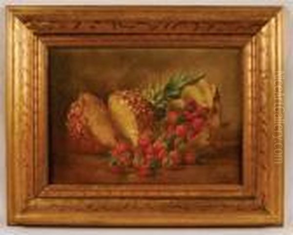 Still Life With Pineapple And Strawberries Oil Painting by August Laux