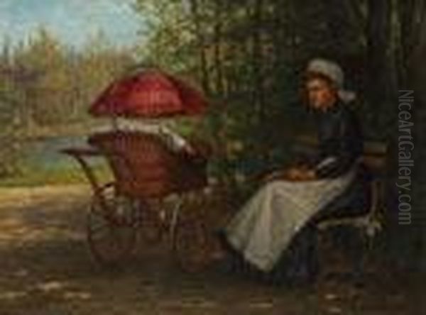 ''in The Park'' Oil Painting by August Laux