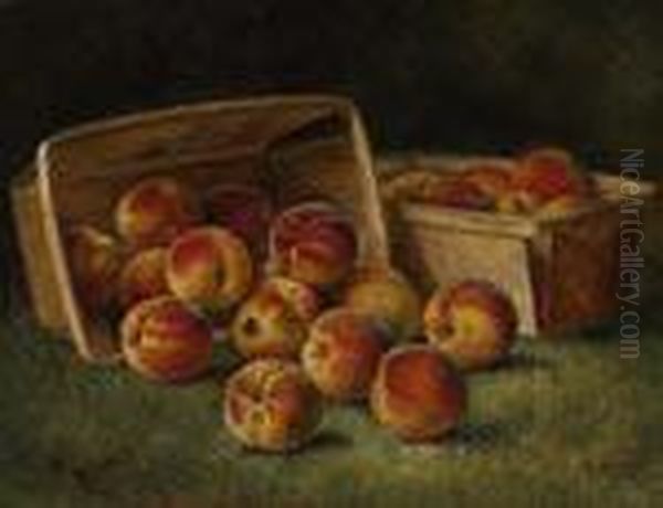 Baskets Of Peaches Oil Painting by August Laux