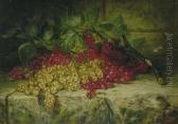 Gooseberries On A Ledge Oil Painting by August Laux