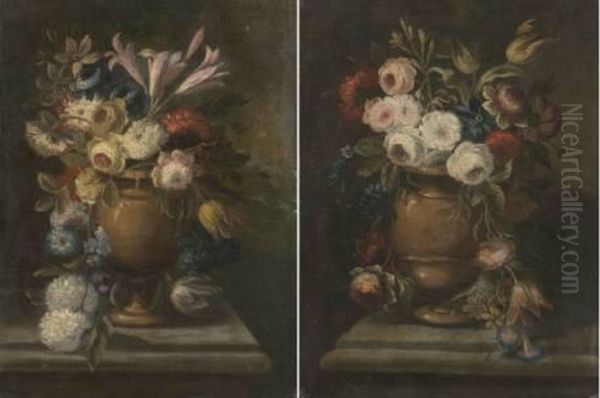 (attivo A Napoli Meta Del Sec. Xviii)
 A) Vaso Con Fiori Oil Painting by Giuseppe Lavagna