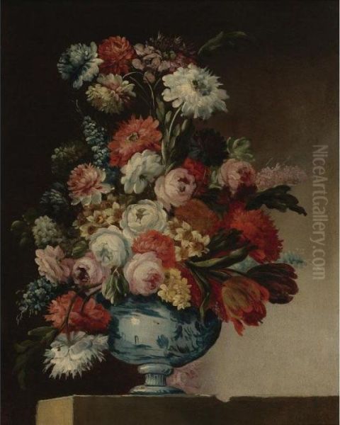 Still Life With Flowers In A Vase Oil Painting by Giuseppe Lavagna