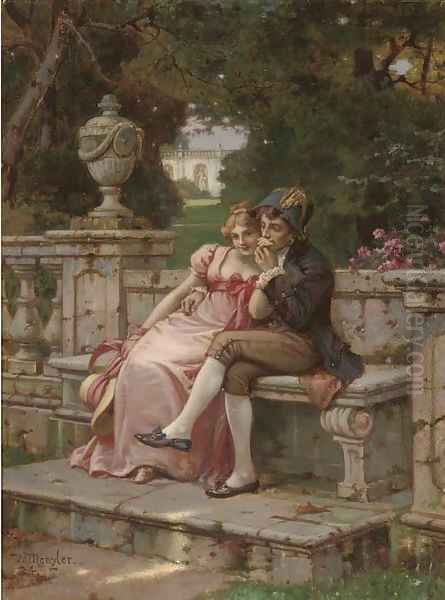 The kiss Oil Painting by Wilhelm Menzler Casel