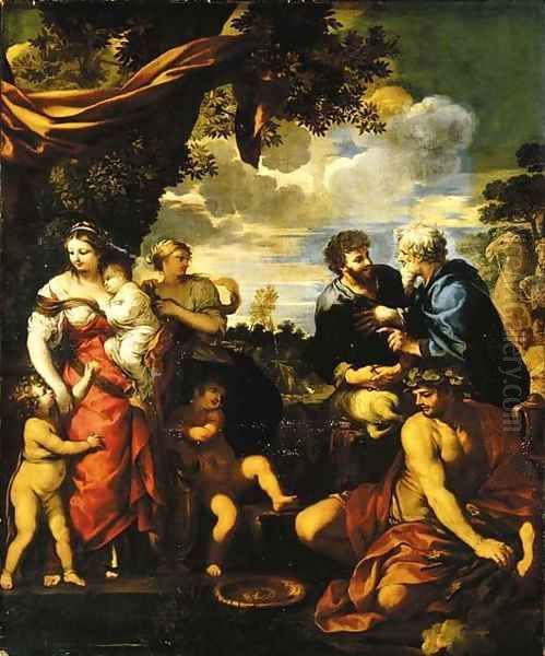 The meeting of Jacob and Laban Oil Painting by Pietro Da Cortona (Barrettini)