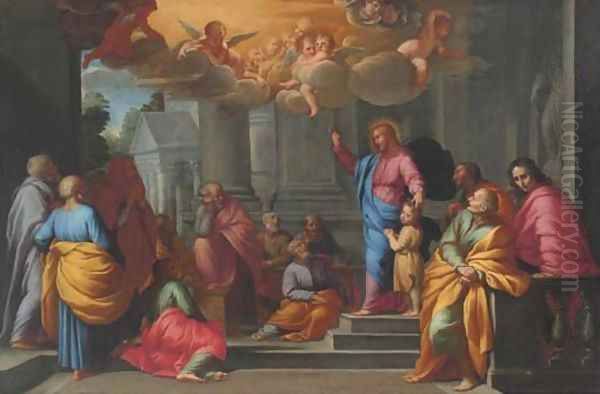 Christ blessing the Children Matthew, XIX 13-15 Oil Painting by Pietro Da Cortona (Barrettini)