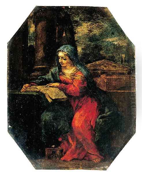 The Madonna reading by a column Oil Painting by Pietro Da Cortona (Barrettini)