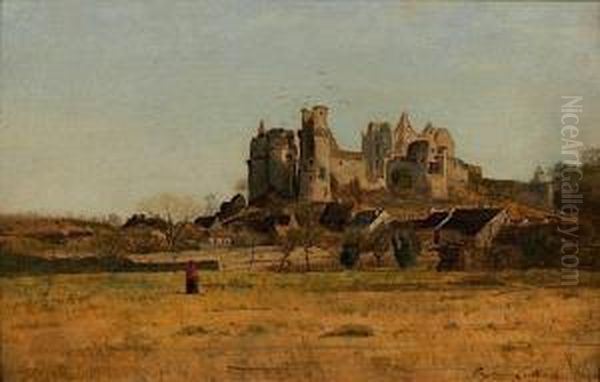 Vue Du Chateau De Pierrefonds Oil Painting by Eugene Antoine Samuel Lavieille