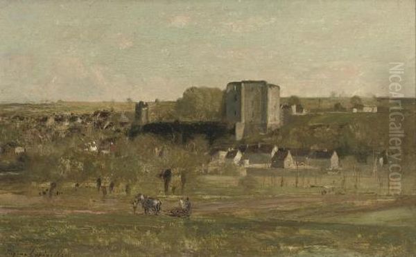 Les Ruines Du Chateau De La Forte Milan: The Ruins Of The Castle Of The Milanese Fort Oil Painting by Eugene Antoine Samuel Lavieille