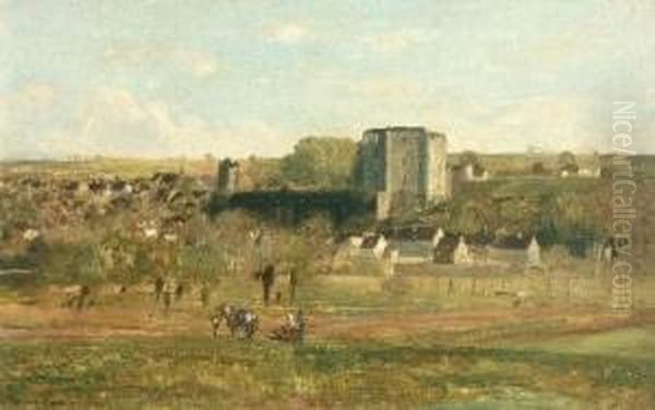 Les Ruines Du Chateau De La Ferte-milon Aisne Oil Painting by Eugene Antoine Samuel Lavieille