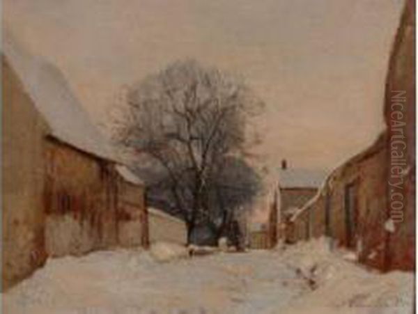 Paysage De Neige Oil Painting by Eugene Antoine Samuel Lavieille