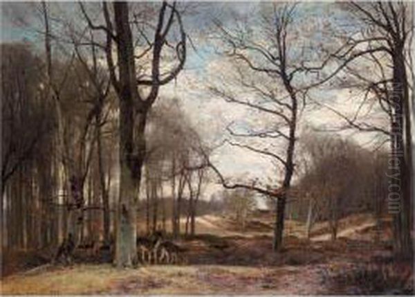 Aux Sablons Foret De Fontainebleau Oil Painting by Eugene Antoine Samuel Lavieille