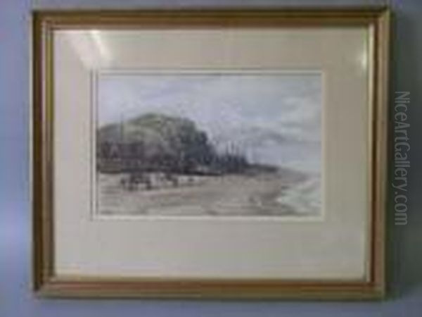 Hastings Beach Signed 8.5 X 13.5in Oil Painting by David Law