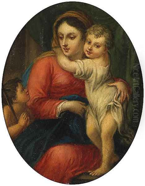 The Madonna and Child with the Infant Saint John the Baptist Oil Painting by Sebastiano Conca