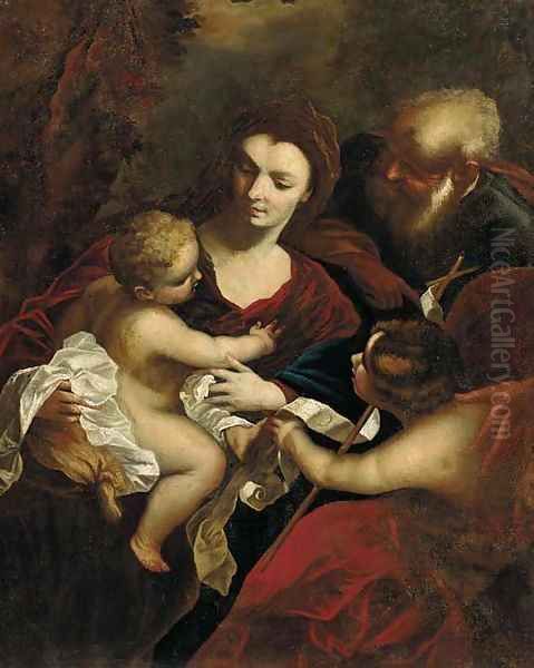 The Holy Family with the Infant Saint John the Baptist Oil Painting by Valerio Castello