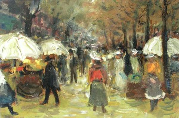 Parisian Landscape Oil Painting by Emilian Lazarescu