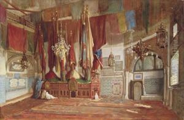 Interior Of A Mosque, Algeria Oil Painting by Jean Raymond Hippolyte Lazerges