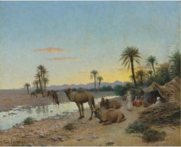 Rest At The Oasis Oil Painting by Jean Baptiste Paul Lazerges