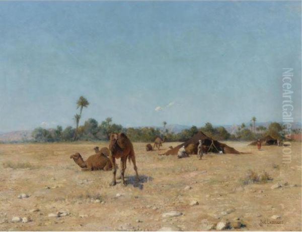 The Nomads' Camp, Biskra Oil Painting by Jean Baptiste Paul Lazerges