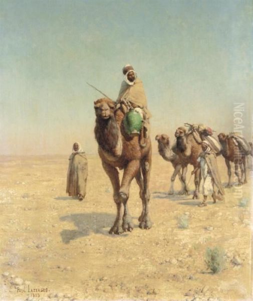 The Arab Caravan Oil Painting by Jean Baptiste Paul Lazerges