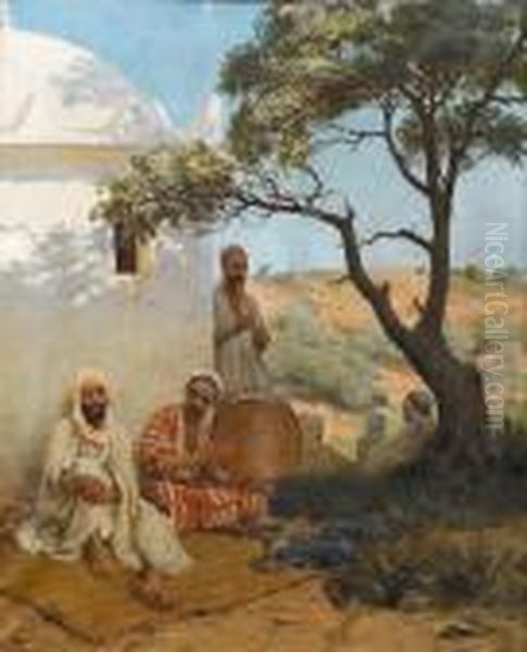 Arab Musicians Oil Painting by Jean Baptiste Paul Lazerges