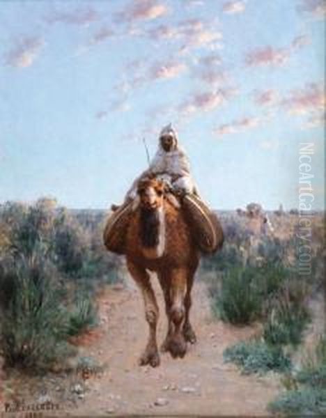 Caravane Dans Le Desert Oil Painting by Jean Baptiste Paul Lazerges