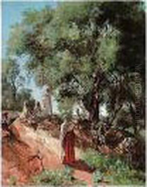 Arabs Resting Under A Shady Tree Oil Painting by Jean Baptiste Paul Lazerges