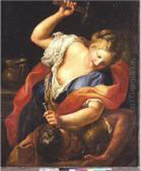 Jael And Sisera Oil Painting by Gregorio Lazzarini