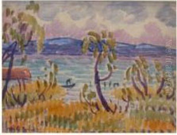 Paysage Mediterraneen Oil Painting by Alcide Le Beau