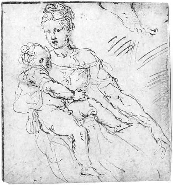 The Madonna and Child, with a subsidiary study of a foot Oil Painting by Girolamo da Carpi