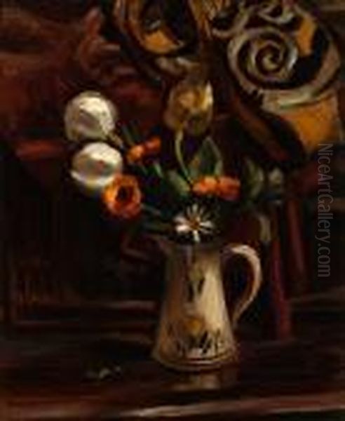 A Vase With Flowers Oil Painting by Henri Le Fauconnier