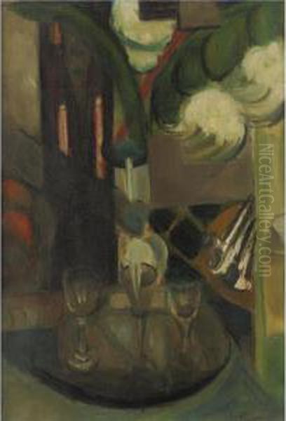 Still Life With Pipes And Goblets Oil Painting by Henri Le Fauconnier