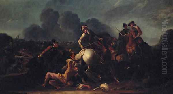 A cavalry battle 4 Oil Painting by Jacques Courtois