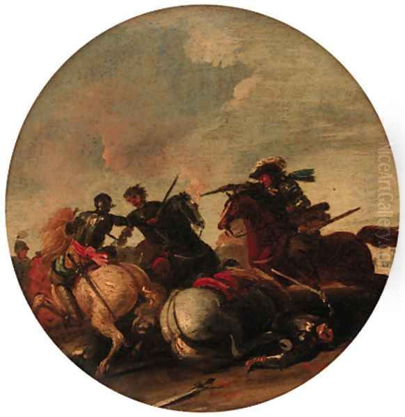 Cavalry engagements Oil Painting by Jacques Courtois