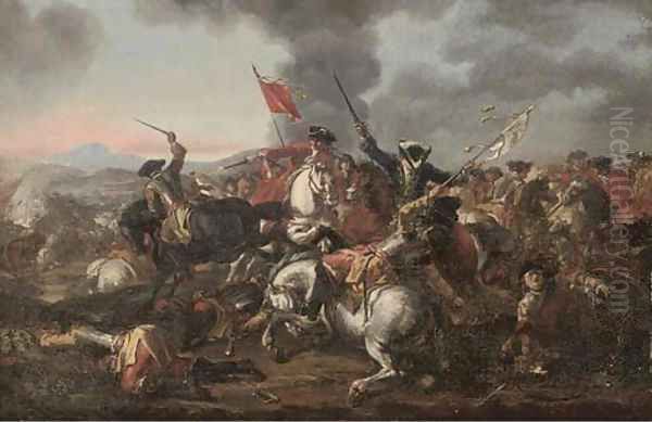 A cavalry engagement 2 Oil Painting by Jacques Courtois