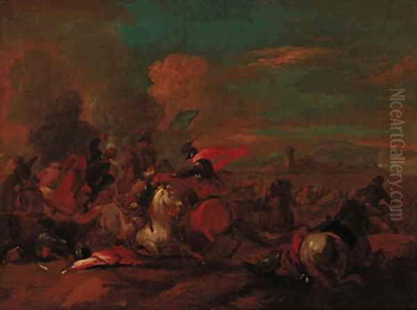 A cavalry engagement 3 Oil Painting by Jacques Courtois