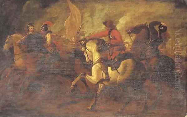 A cavalry skirmish 8 Oil Painting by Jacques Courtois