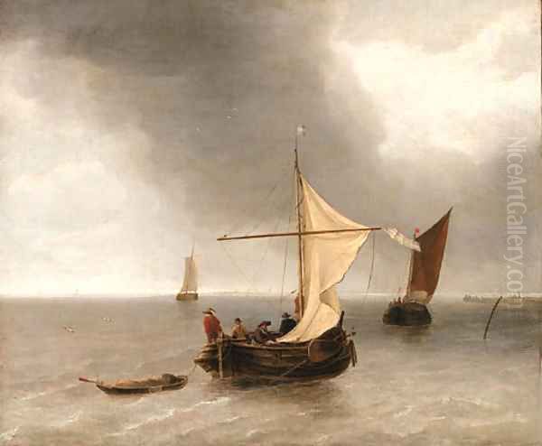 Shipping on a Ruffled Sea Oil Painting by Jan Van De Cappelle