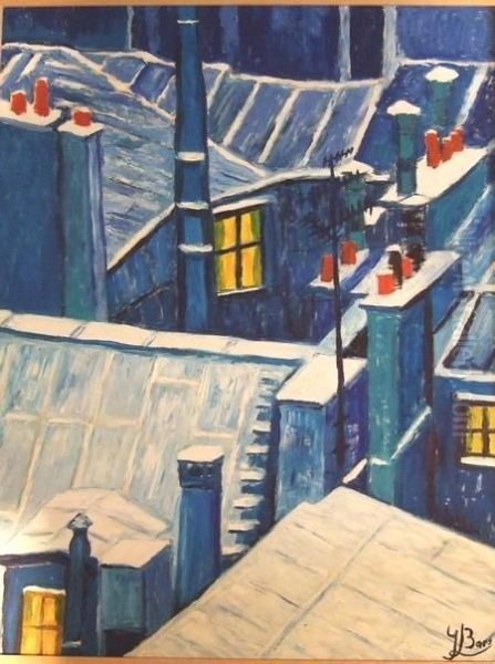 Toits Sous La Neige Oil Painting by Georges Le Mare