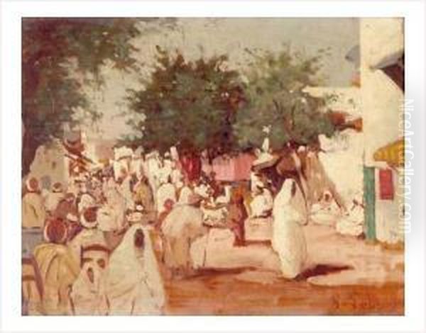 Place En Tunisie Oil Painting by Georges Le Mare