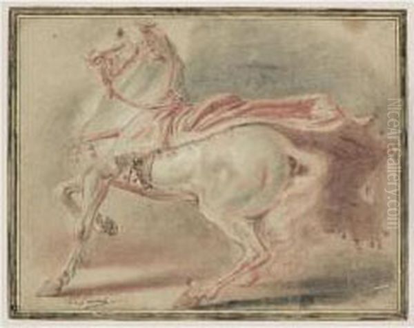 Cheval A L'arret Piaffant Oil Painting by Jean-Baptiste Le Paon