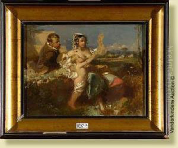 Allegorie Des Vendanges Dans La Campagne Romaine Oil Painting by Eugene Lepoittevin