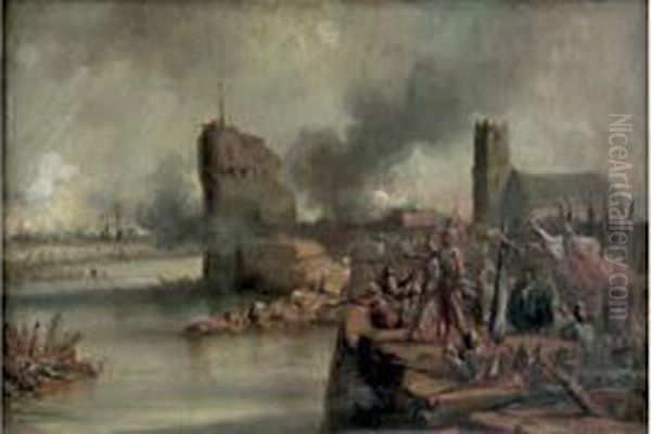 Prise Du Havre Par Le Connetable
 De Montmorency, Le Roi Et Le Prince De Conde, Le 26 Juillet 1565 Oil Painting by Eugene Lepoittevin