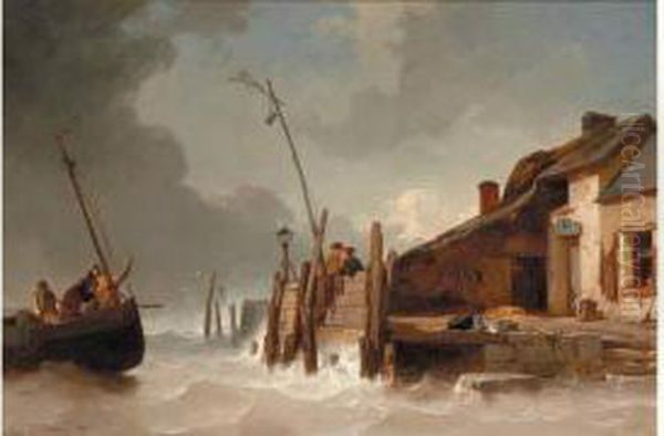 L'estaminet Sur Les Cotes De La Manche Oil Painting by Eugene Lepoittevin