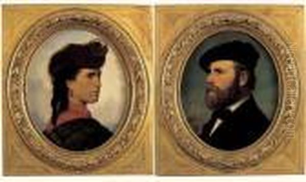 portraits D'homme Et De Femme Oil Painting by Eugene Lepoittevin