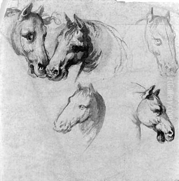 Studies of horses' heads Oil Painting by Belisario Corenzio