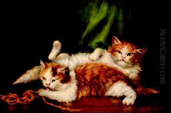 Chats Endormis Oil Painting by Jules Le Roy