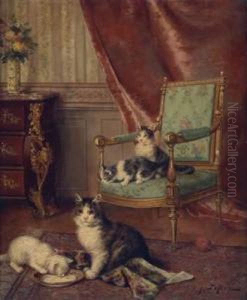 Les Chatons Oil Painting by Jules Le Roy